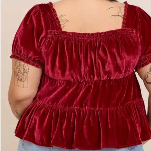 Torrid Red Babydoll Top 1X - Picture 4 of 8